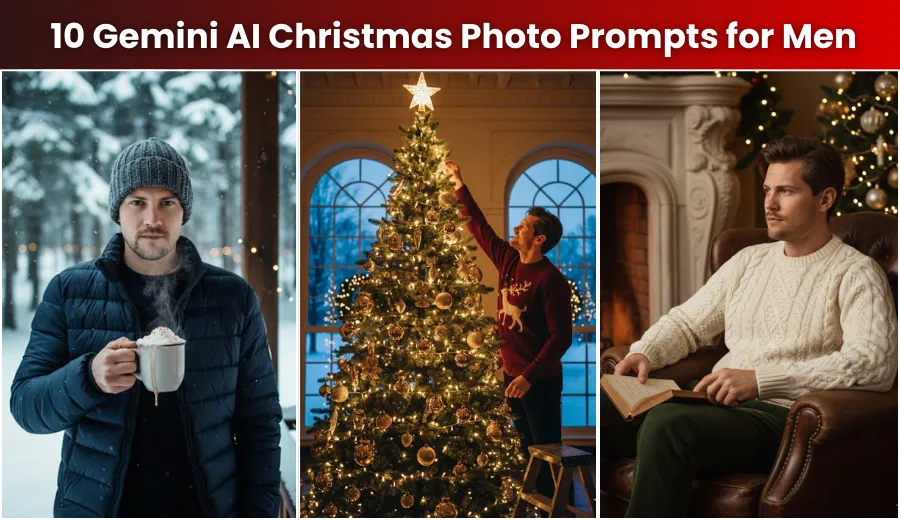 Best 10 Prompts for Gemini AI Christmas Photo Boys/Men (Copy & Paste)