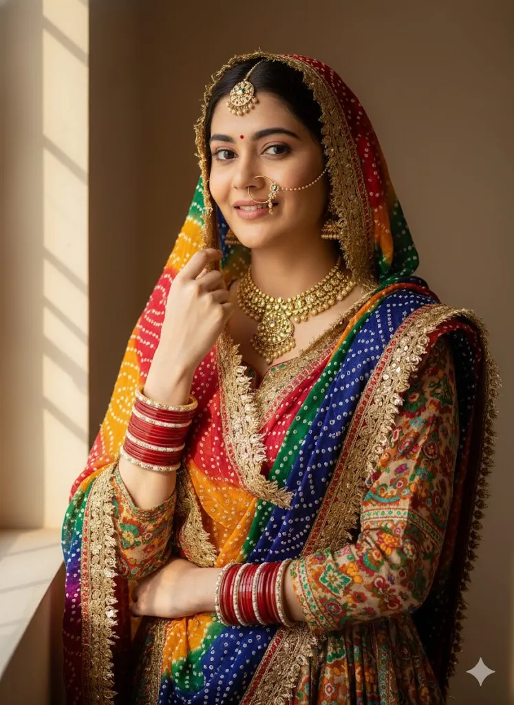 Classic Marwadi Bandhej Look